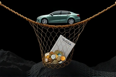 Financial safety net for car accidents, legal documents, and coins.