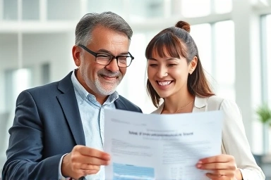 Small business owner and employee receiving insurance benefits.