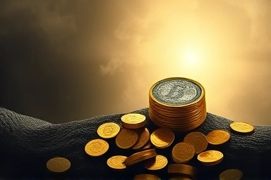 Hidden money awakening, golden coins rising, retrieval of lost value