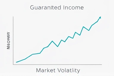 Guaranteed income vs. market volatility graphic.