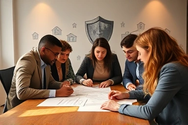 Professionals discussing insurance plans and financial future.