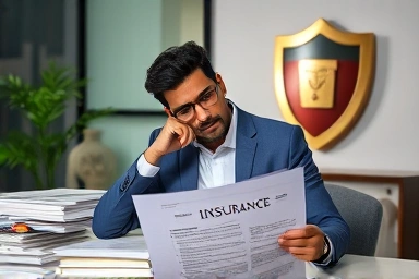 Person reviewing insurance documents for financial security.