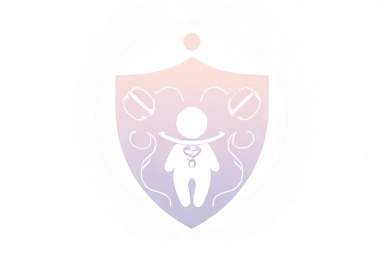 Symbolic shield protecting baby silhouette with medical icons