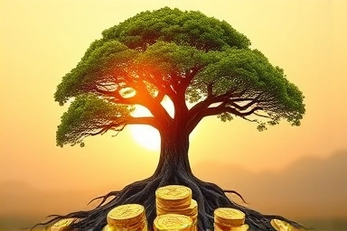 Financial growth, secure future, pension benefits, wealth accumulation symbol