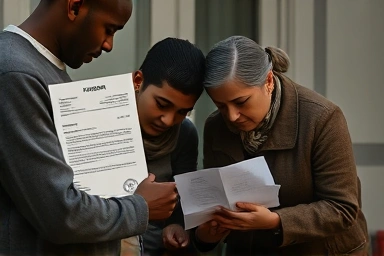 Family receiving financial support after a loss.