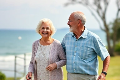 Happy senior couple enjoying a secure and fulfilling retirement.