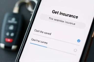 Hand holding temporary insurance for various car types.