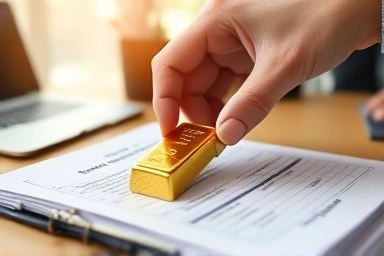 Gold bar in pension account, symbolizing retirement savings and security.
