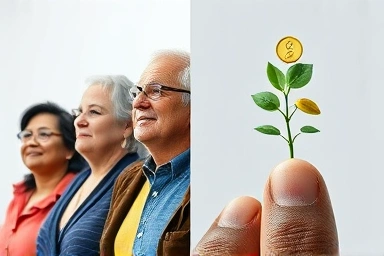 Middle-aged people planning retirement, symbolizing financial security and growth.