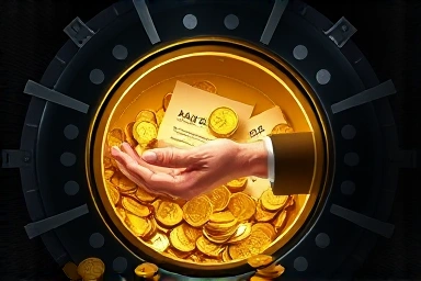 Secure vault with gold coins, protected from tax shadow.