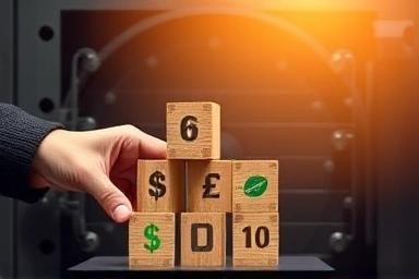 Hands building secure financial vault with growth blocks