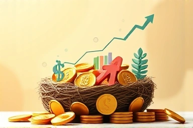 Growing nest egg with ETF investment symbols for retirement security.