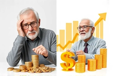 Contrast between insecure and secure retirement savings through smart investment.