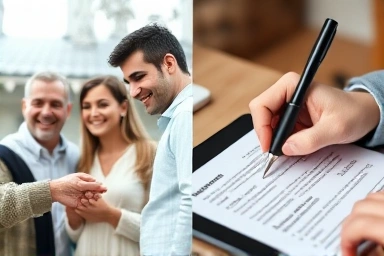 Family and friend sharing car keys, insurance preparation