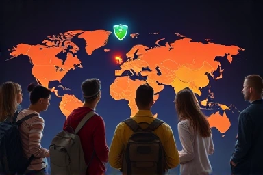 Travelers planning trips around the world.