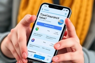 Comparing travel insurance plans on a mobile device.