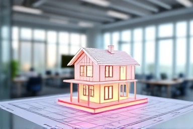 Blueprint transforming into 3D architectural model