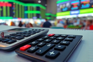 Calculator and ledger symbolizing profit optimization in e-commerce.