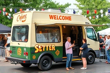 Professional coffee truck catering at a successful outdoor event.