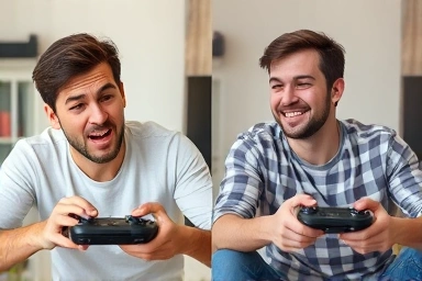 Frustrated gamer transformed into happy gamer after repair.