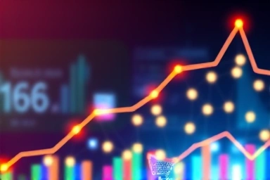 Abstract digital income growth graph