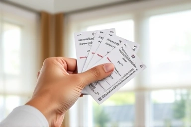 Hand comparing price quotes for window coverings, smart budgeting.