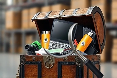 Treasure chest of seized goods, hidden investment opportunity