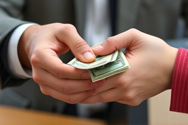 Symbolic exchange of cash for immediate work completion