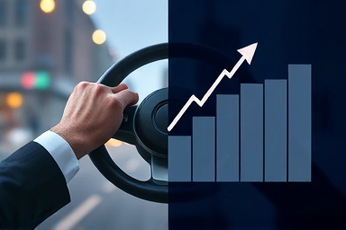 Steering wheel and upward financial graph symbolizing side job income.