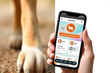 Dog's paws and pet service app interface
