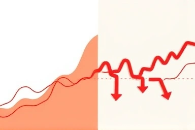 Symbolic representation of financial market volatility and investment outcomes.