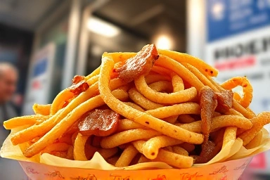 Appetizing food served from a professional food truck window