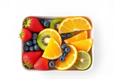 Fresh fruit lunchbox filled with colorful fruits