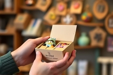 Handcrafted merchandise being packaged for sale