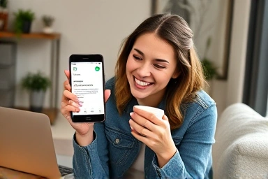 Woman earning money from Instagram Reels at home