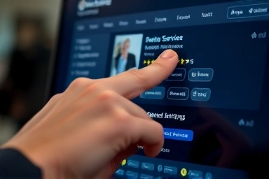 Hand interacting with a successful online freelancing platform.