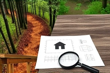Split image: undeveloped land vs. blueprint, symbolizing land investment analysis.