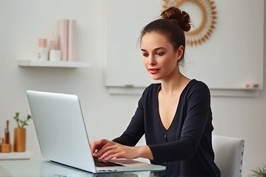 Woman starting a home-based semipermanent makeup business.