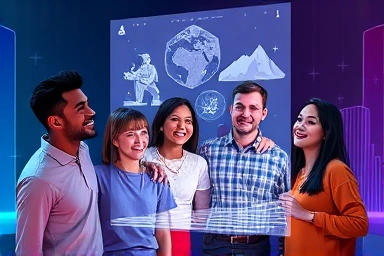 Young investors exploring diverse digital assets in a futuristic setting.