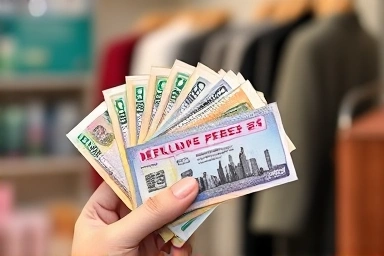 Korean Won bills and beauty product discount coupon.