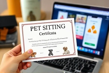 Pet sitting certification and pet care app interface