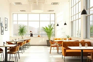 Calm and professional psychology cafe interior.