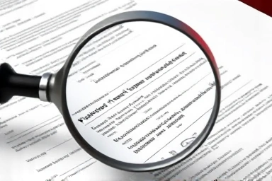 Magnifying glass over legal document, property rights analysis
