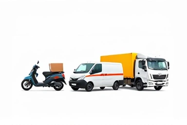 Variety of delivery vehicles for quick shipping options.