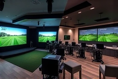 Screen golf business startup cost comparison, high-end vs. modest setup.