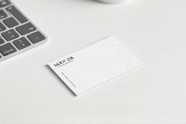 Elegant business card on a minimalist desk