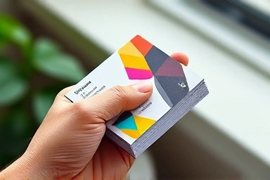 Hand holding a stack of new business cards