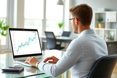 Successful online store owner achieving financial growth.