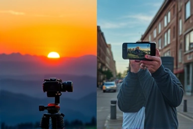 Timelapse vs hyperlapse concept visualization