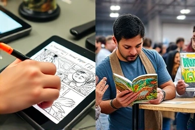 Webtoon art creation and successful artist signing.